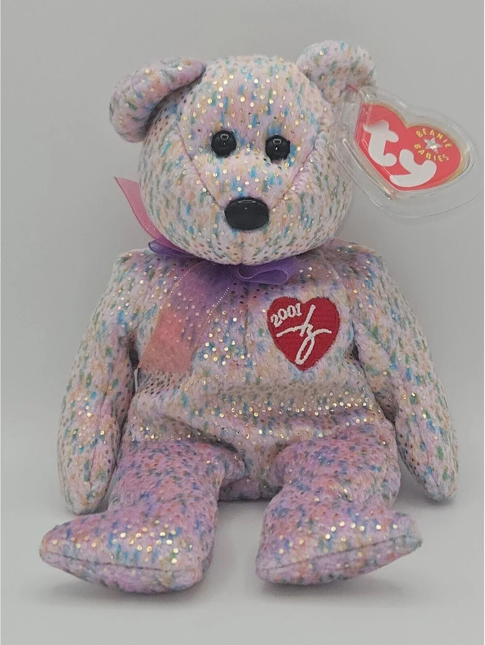 TY Beanie Baby 2001 Signature Bear – Pink Pastel Confetti